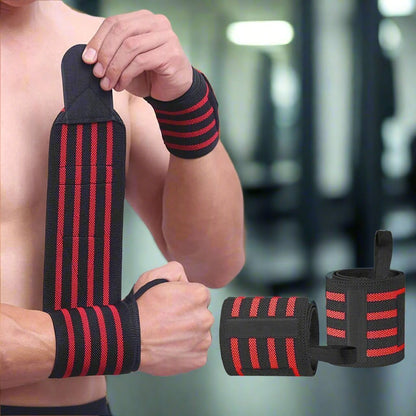 Protege Poignet - WeightLiftingWristWraps™ - Rayures Rouge - Mon Sport Maison